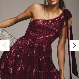 Geisha Designs One-Shoulder Fit & Flare Sequin Mini Dress